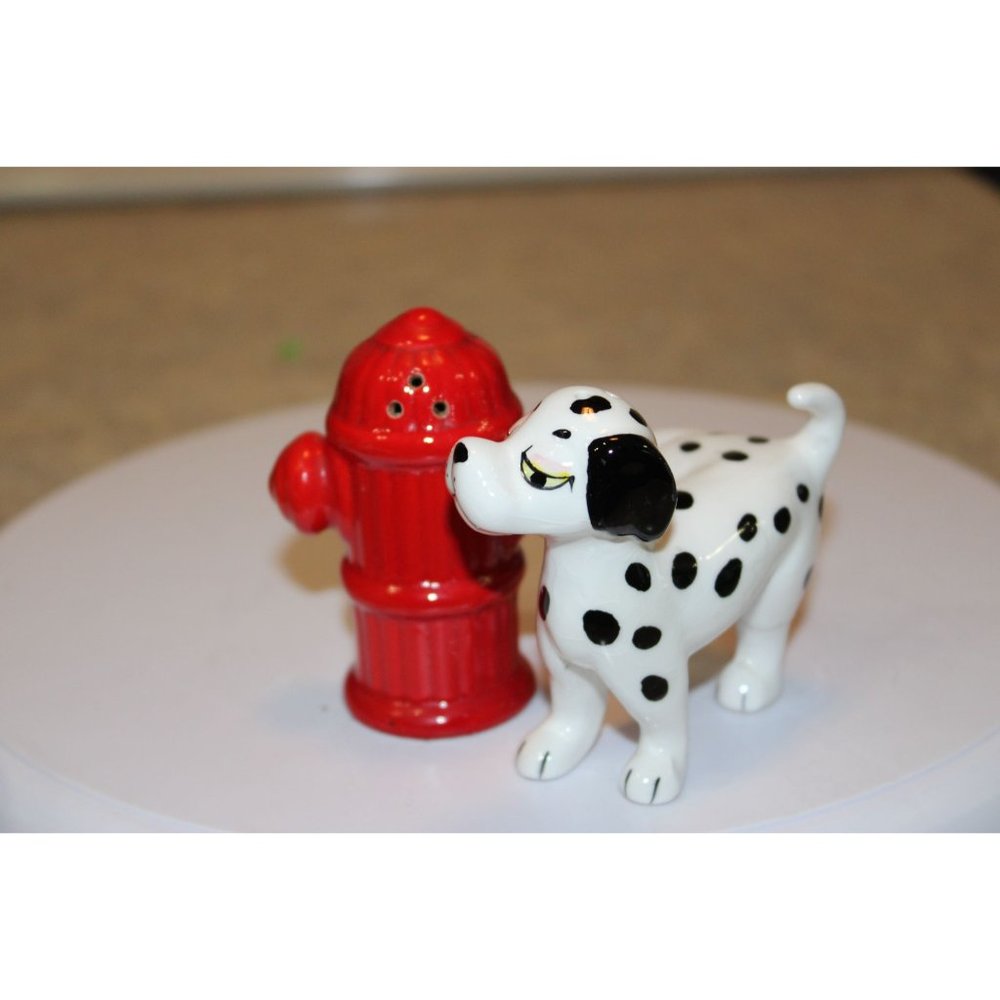 Salt & Pepper Shakers - Vintage Dalmatian & Fire Hydrant - See Desc